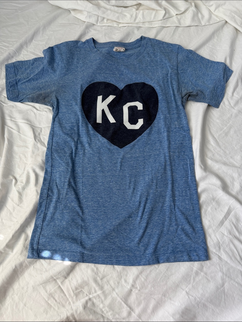 Blue KC Heart Graphic Short Sleeve Tee